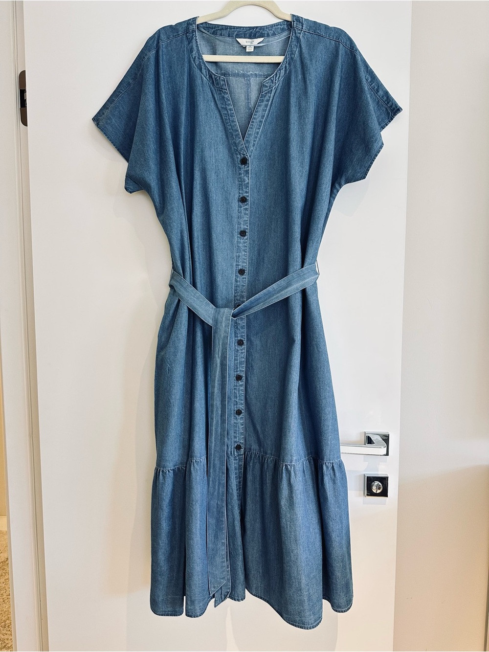Terra & Sky Light Blue Denim Button-Front Midi Dress Women’s Size 16W-18W